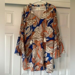 LLove Boutique Boho Floral Bell Sleeve Mini Dress
